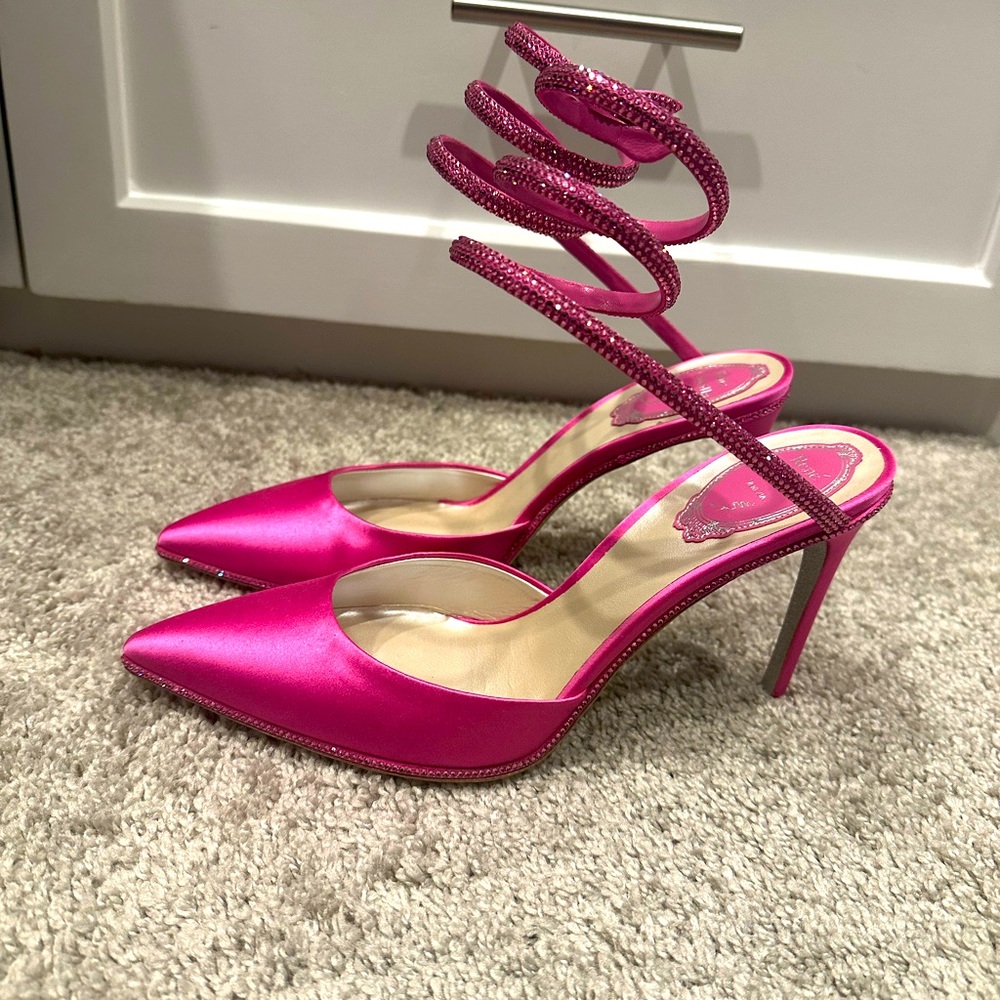 Rene Caovilla Cleo Crystal Embellished Satin Pump